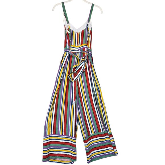 Lost + Wander Jumpsuit Womens XS Multi Stripe Wide Leg Belted Sleeveless NWT - Picture 2 of 16